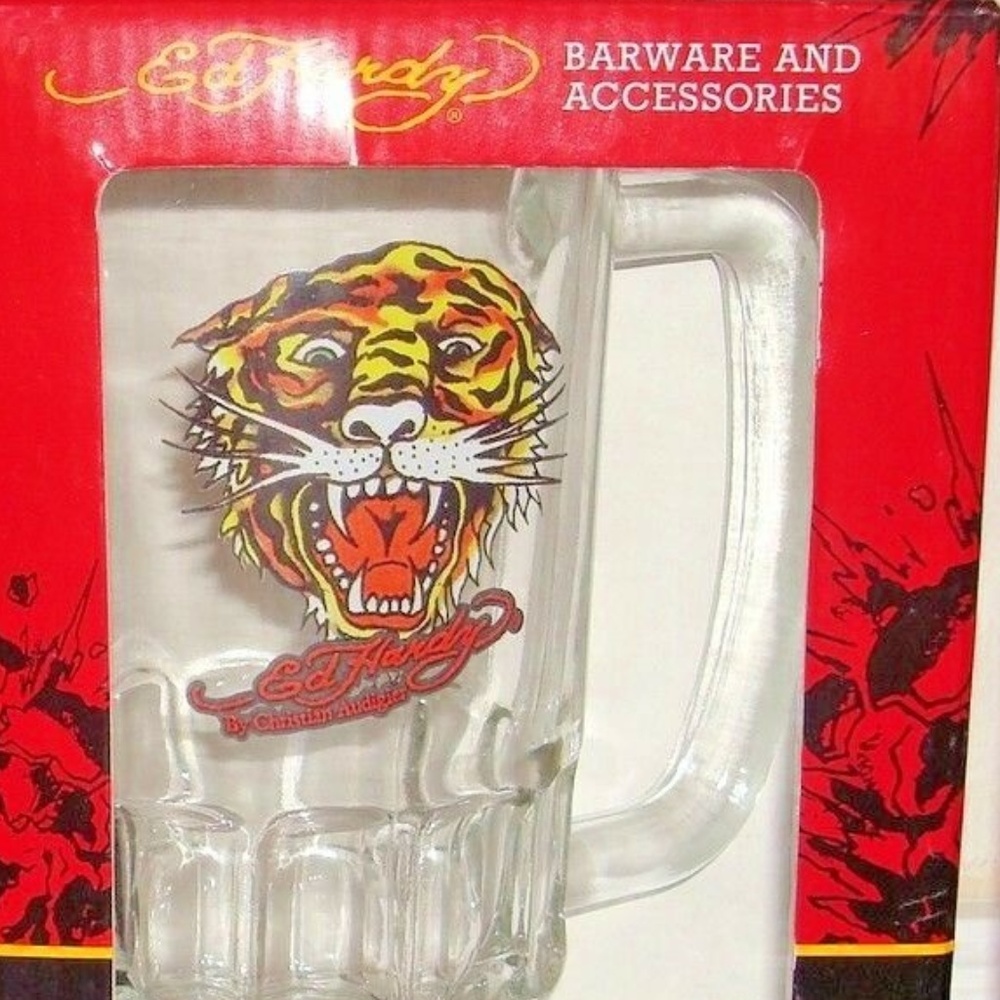 Ed Hardy 16 Fl. oz. Beer Mug Stein - Tiger 6" Tall
